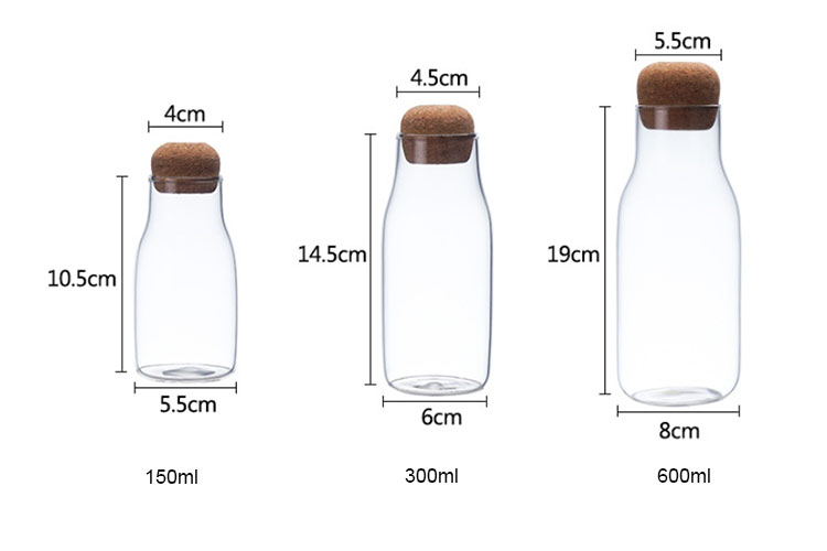 wholesale glass bottles with cork lid