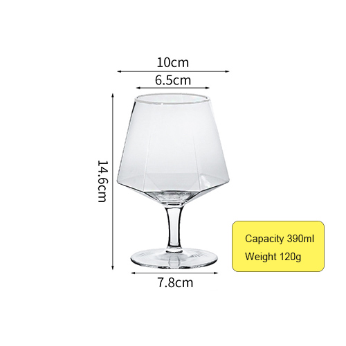 diamond shape clear wine glass bulk sale