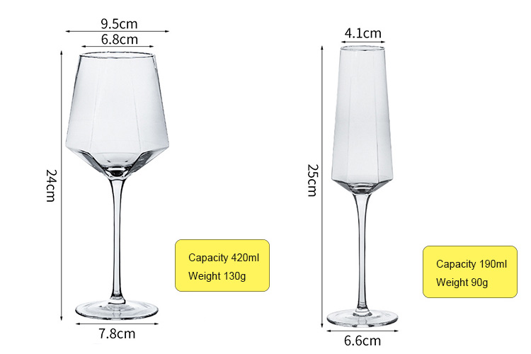 diamond shape wine glasses set wholesale