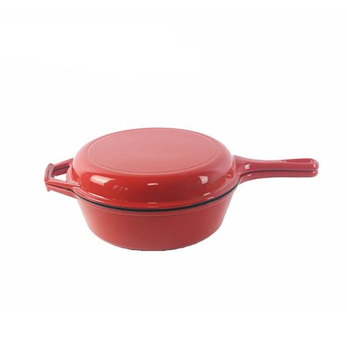 red enamel cast iron cooking pan set