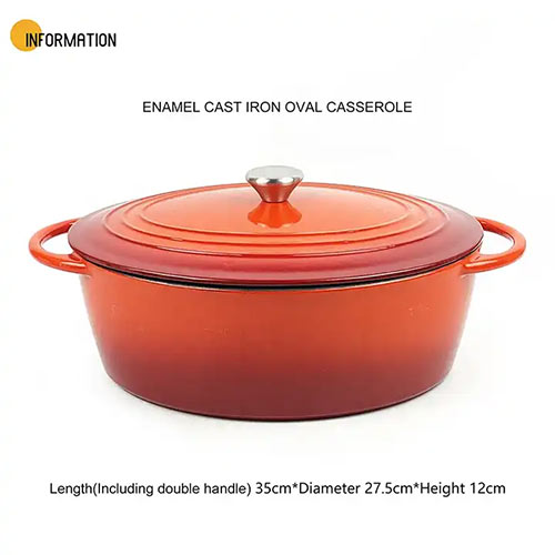 cast iron oval casserole with handle