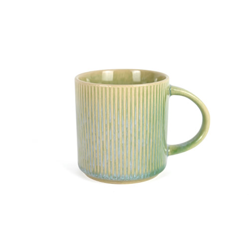 custom green reactive embossed ceramic mug