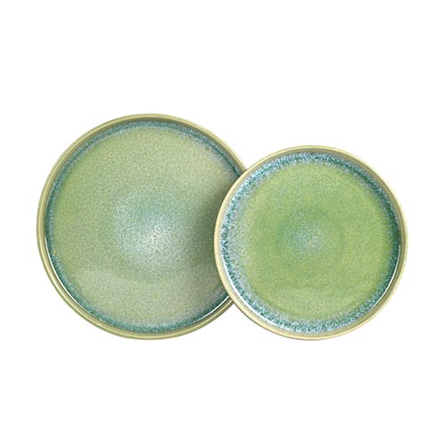 green embossed reactive stoneware set wholesale