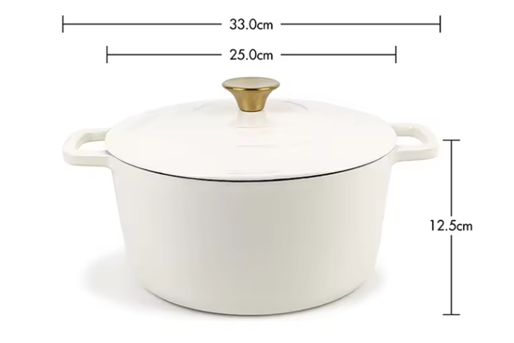 white 5L enamel cast iron casserole dish