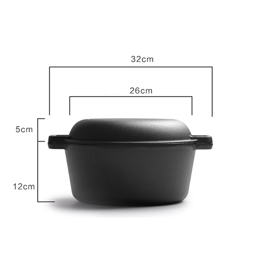 2-in-1 Pre-Seasoned Cast Iron Dutch Oven Pot with Skillet Lid