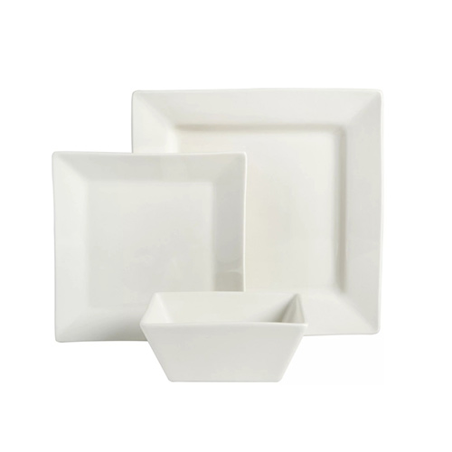 12pieces white square ceramic dinner set