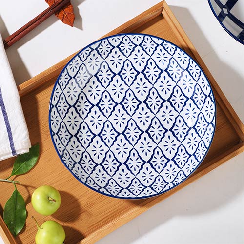 blue and white snack plates bulk sale