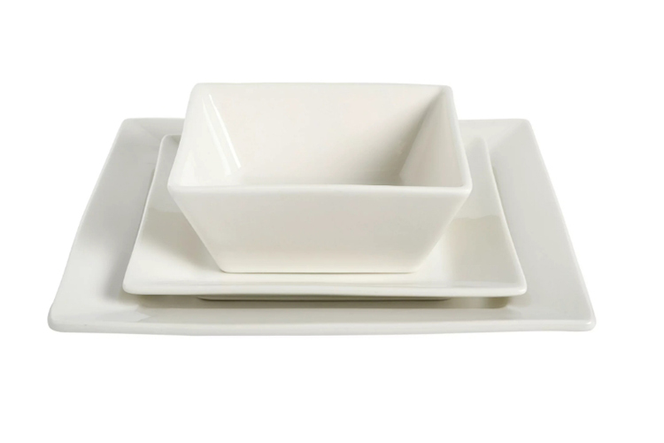 white square dinnerware set