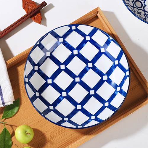 8inch blue and white snack plates bulk sale