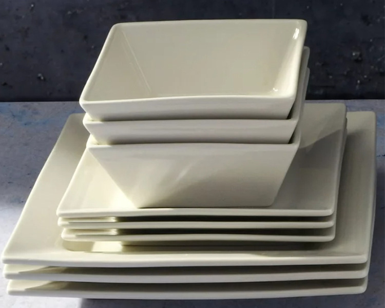 12pieces white square dinnerware set