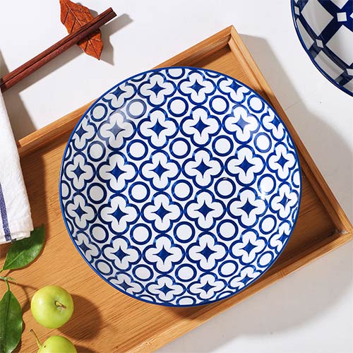 8inch white and blue ceramic plates factory