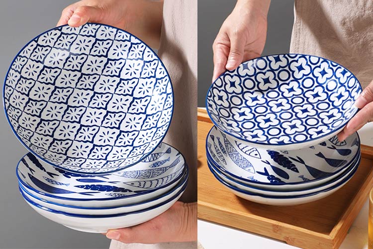 blue and white ceramic plates 8inch wholesale