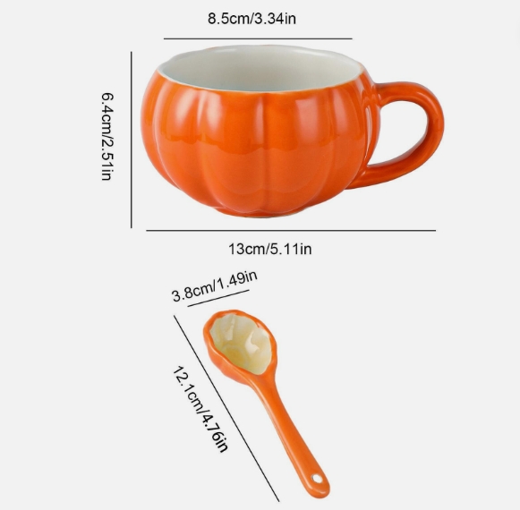 pumpkin-shaped ceramic cup and spoon