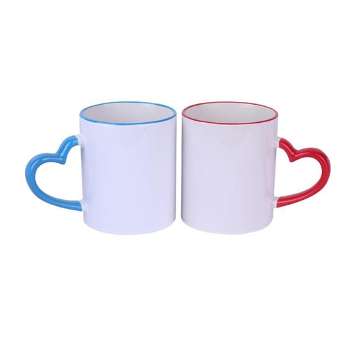 11oz ceramic sublimation mugs with heart handle