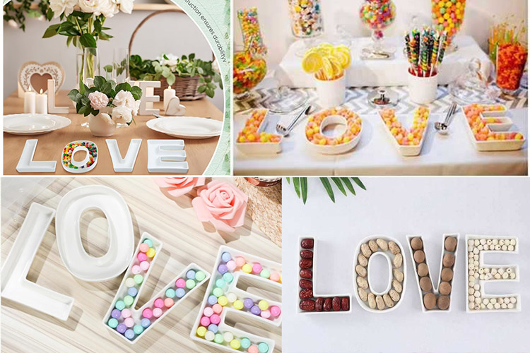 ceramic small letter trays for food LOVE