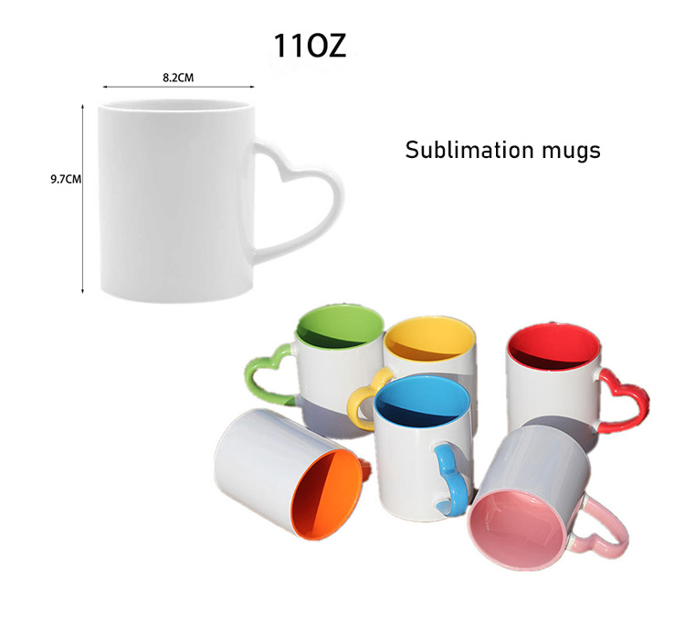 heart handle sublimation mugs bulk sale