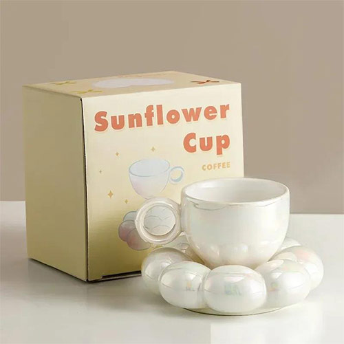 200ml ceramic coffee mug sunflower design