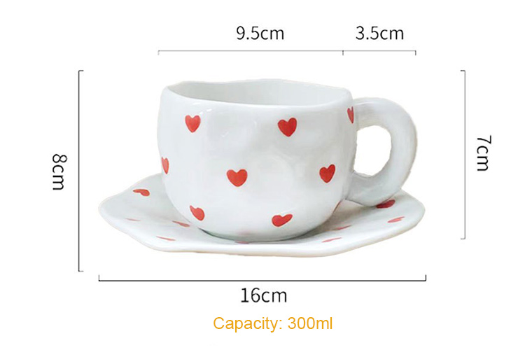 ceramic coffee cup with saucer 300ml