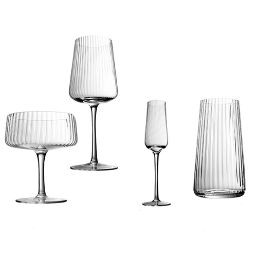 wholesale clear vertical grain glass goblet