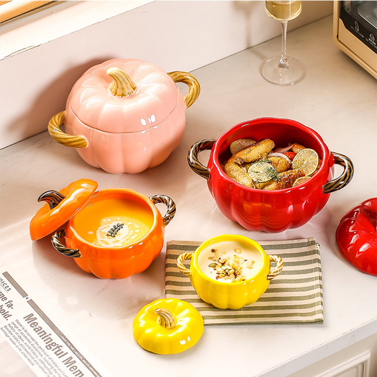 bulk sale oven safe ceramic pumpkin-shaped bowls