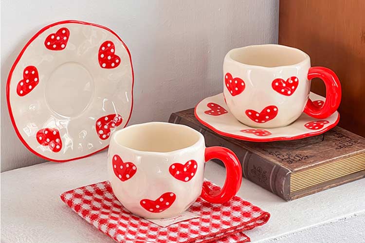 wholesale ceramic mug with saucer set