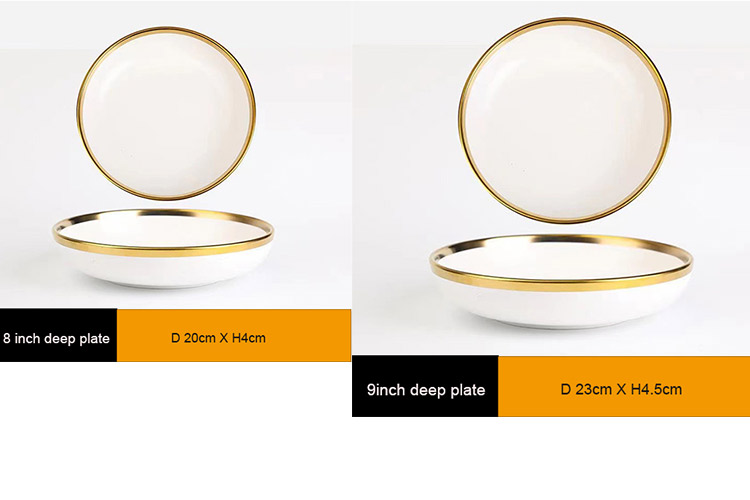 white ceramic gold rimmed ceramic bowls