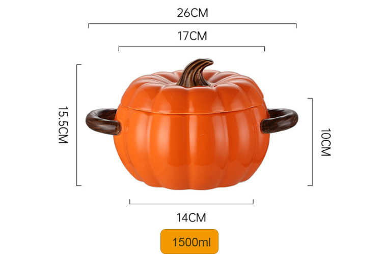 pumpkin-shaped ceramic bowl with handles