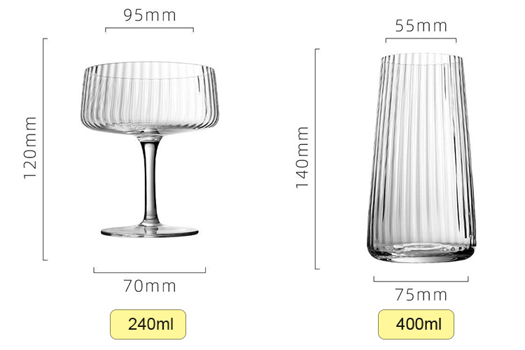 wholesale clear vertical grain glass goblet