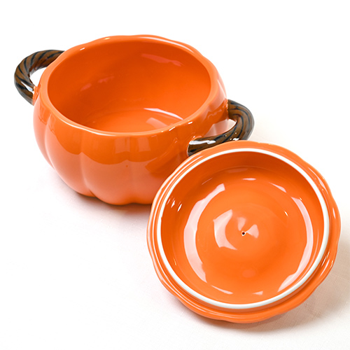 pumpkin shaped ceramic stew bowl