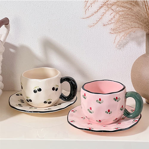 ceramic coffee cup and saucer set