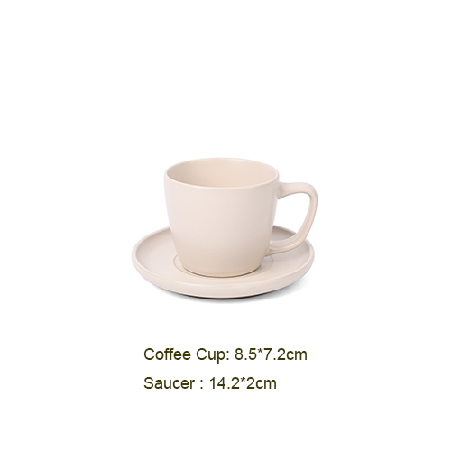 solid color matte finish coffee mug and saucer