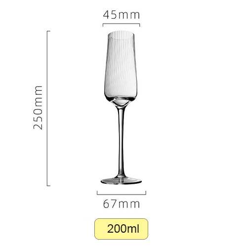 200ml clear vertical grain champagne glass