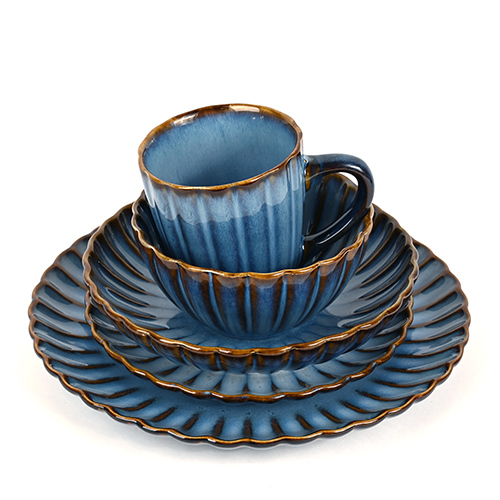 blue reactive glaze ceramic tableware set