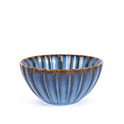 blue reactive glaze ceramic bowl