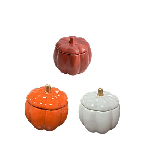 pumpkin-shaped ceramic candle jars