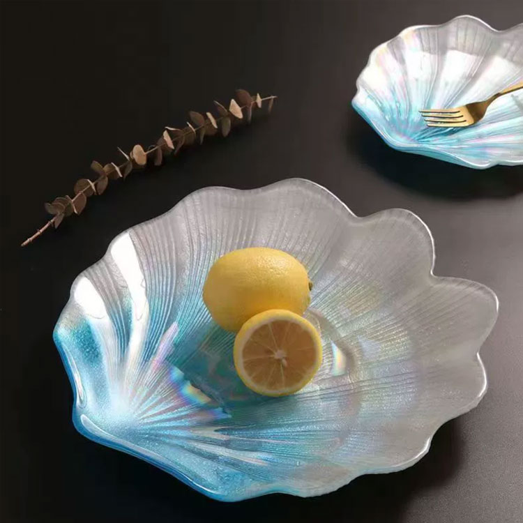 colorful blue shell glass plates