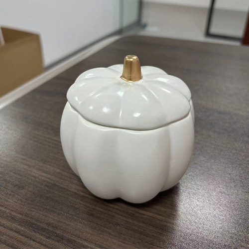 empty pumpkin shaped ceramic storage jars