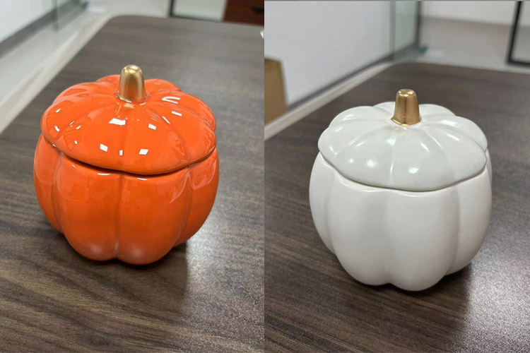 pumpkin-shaped ceramic container jars