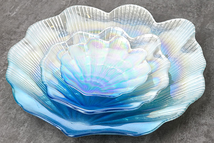 scallop-shaped glass snack plates for sale