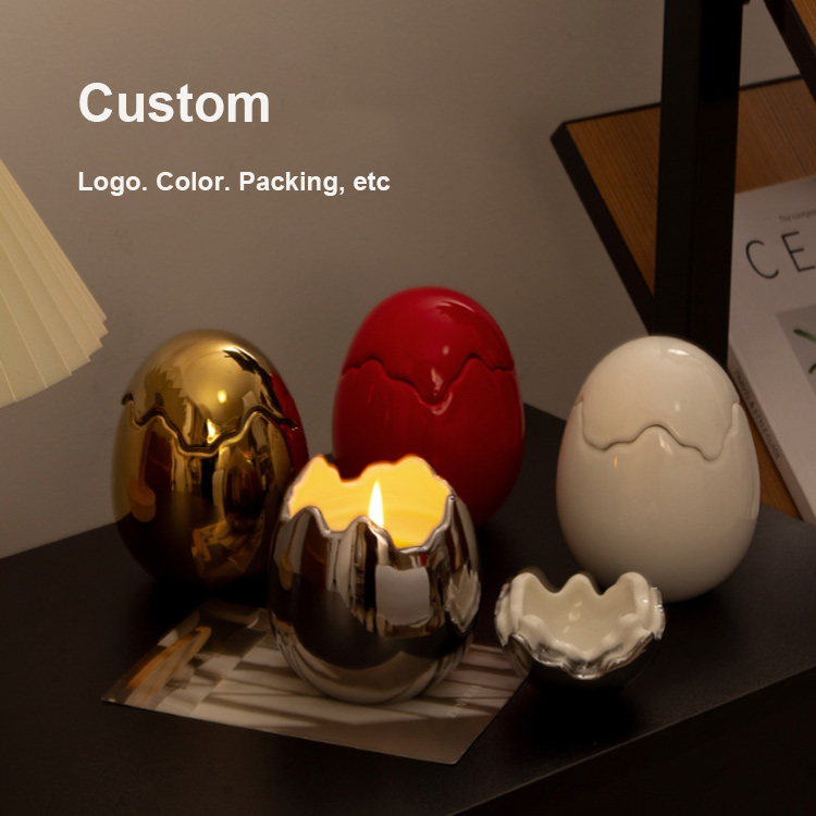 egg-shaped ceramic candle jars