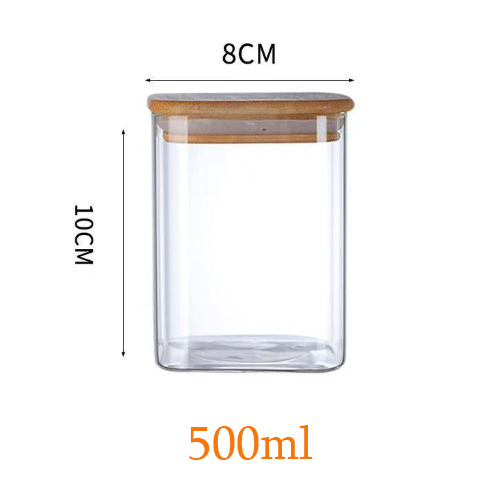 500ml square shape glass canister