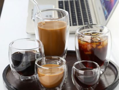 double-wall glass coffee mugs