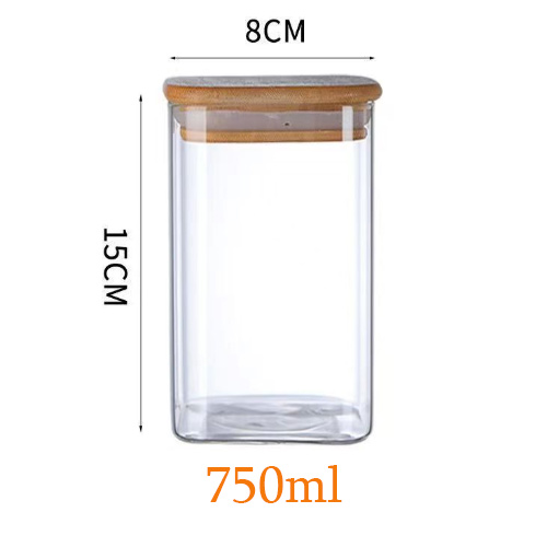 750ml empty square tea storage jar