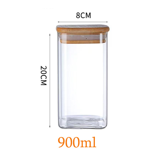 900ml empty square tea storage jar