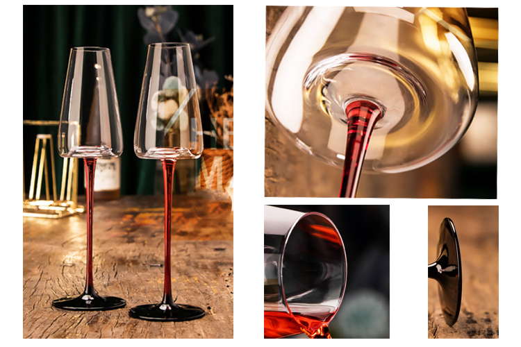 wine glasses with colored stem