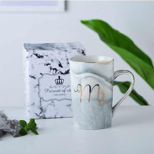 marble ceramic mugs 12oz with gift box