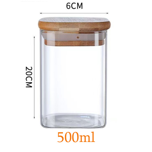 500ml square glass storage jar