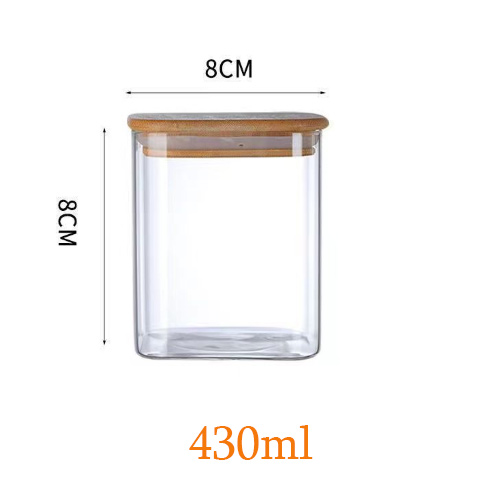 430ml square glass storage jar