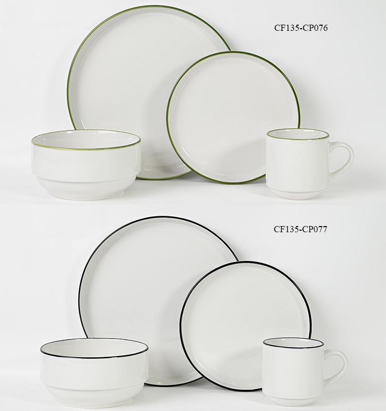 stackable 16pcs porcelain dinnerware set