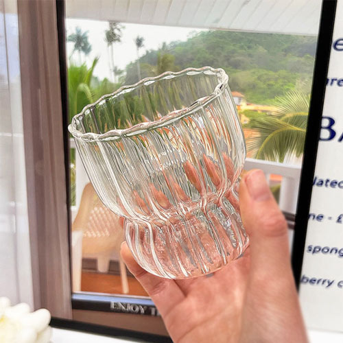 300ml emboss borosilicate glass cup